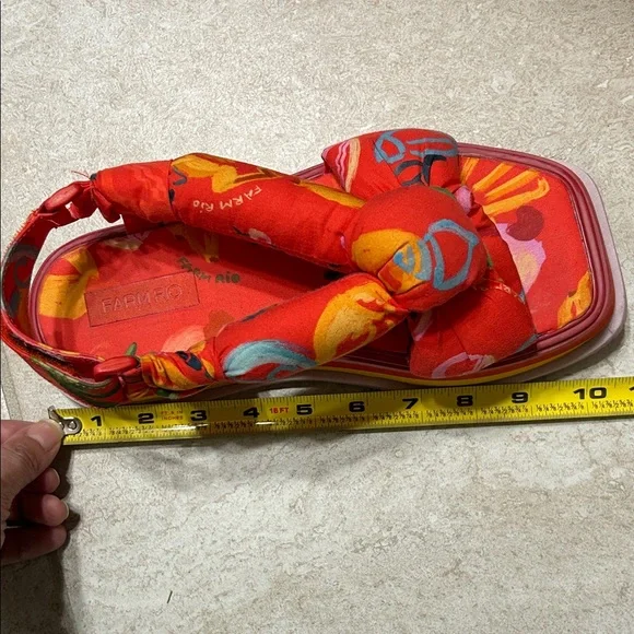 FARM Rio Red Tropical Multicolor Fabric Platform Sandals with Adjustable Strap - Picture 5 of 9